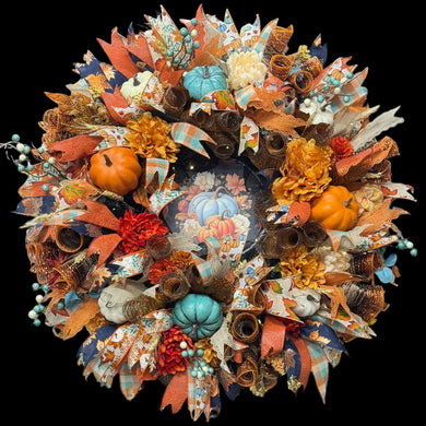 Country Fall Wreath Timer Lighted Farmhouse Style Pumpkin Welcome Wreath (Free Shipping)