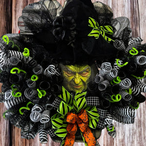 Halloween Witch Wreath - Halloween Best Seller ! Witch's Face Wreath (Free Shipping)
