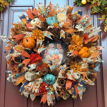 Country Fall Wreath Timer Lighted Farmhouse Style Pumpkin Welcome Wreath (Free Shipping)