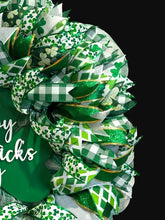 Happy St Patrick’s Day Wreath for Front Door, Green Shamrock Wreath, Irish Holiday Door Decor