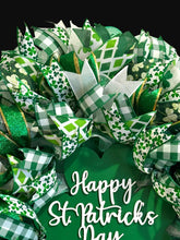 Happy St Patrick’s Day Wreath for Front Door, Green Shamrock Wreath, Irish Holiday Door Decor