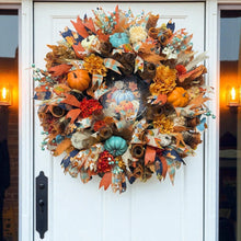 Country Fall Wreath Timer Lighted Farmhouse Style Pumpkin Welcome Wreath (Free Shipping)