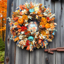 Country Fall Wreath Timer Lighted Farmhouse Style Pumpkin Welcome Wreath (Free Shipping)