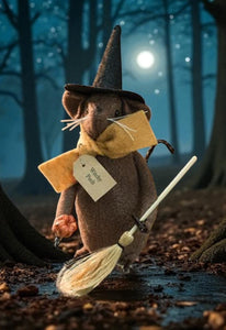 Primitive MOUSE WITCH ~Witchy Pooh HALLOWEEN 7"Hx4"Wx6"D Rustic Fabric Farmhouse Free Shipping