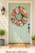 Pink Hydrangea Wreath, Spring Front Door Wreath, Ivory Floral Wreath, Grapevine Wreath, Everyday Door Decor