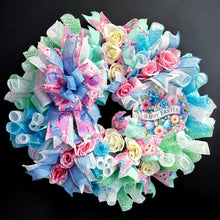 Happy Easter Pink Green & Blue  Front Door Wreath