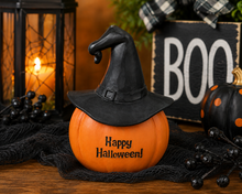 Halloween Pumpkin Witch Hat Shelf Sitter – Happy Halloween Tabletop Decor | Blossom Bucket