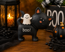 Halloween Black Cat Ghost Shelf Sitter – BOO Cat Tabletop Decor | Blossom Bucket