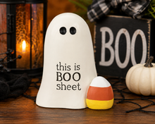 Halloween Ghost Shelf Sitter – BOO Ghost Decor, Candy Corn Tabletop Decoration