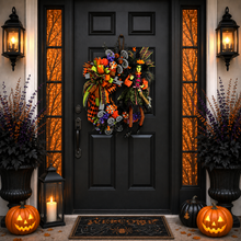 Halloween Witch Wreath | Orange & Black Witch Front Door Wreath | Luxury Handmade Halloween Decor | Fall Door Hanging