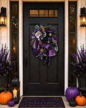 Purple Witch Halloween Wreath | Witch Doll Front Door Wreath | Black Purple Halloween Door Decor | Luxury Handmade Halloween Wreath | Fall Porch Decor
