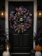 Nightmare Before Christmas Jack Skellington Wreath | Luxury Purple Halloween Front Door Decor