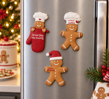Gingerbread Christmas Refrigerator Magnets Set of 3 – Holiday Kitchen Decor, Snowman Cookie Magnets & Christmas Gift