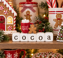 Cocoa Christmas Shelf Sitter – Hot Cocoa Bar Decor, Gingerbread Christmas Decor & Christmas Tier Tray Decoration