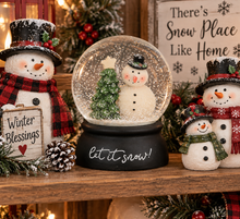 Let It Snow Christmas Snow Globe – Snowman Holiday Decor, Winter Wonderland Decoration & Christmas Tier Tray Decor