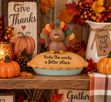 Thanksgiving Turkey & Pie Figurine – Fall Tabletop Decor, Turkey Kitchen Decor & Thanksgiving Tier Tray Decoration