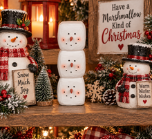 Stacked Snowman Christmas Figurine – Snowman Holiday Decor, Christmas Tier Tray Decor & Winter Tabletop Decoration