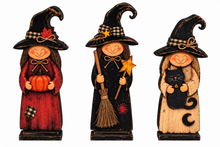 Halloween Witch Shelf Sitters Set of 3 | Laser Cut Wood Witch Décor | 2D Halloween Tabletop Decorations