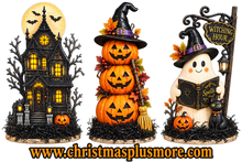 Halloween Shelf Sitters Set of 3 | 2D Laser Cut Wood Halloween Decorations | 6 Inch Tabletop Décor