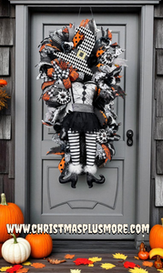 Halloween Witch Swag Wreath  ~ Halloween Mrs. Frankenstein Front Door Wreath  (Free Shipping)