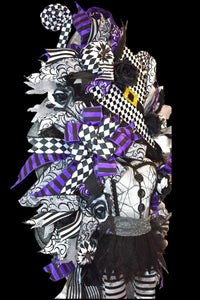 Halloween Witch Swag Wreath   Halloween Mrs. Frankenstein Purple & Black Front Door Wreath  (Free Shipping)