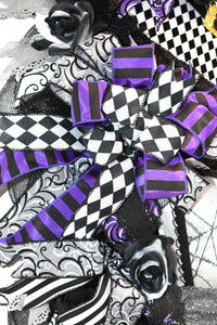 Halloween Witch Swag Wreath   Halloween Mrs. Frankenstein Purple & Black Front Door Wreath  (Free Shipping)
