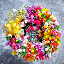 Spring Tulips Front Door Wreath & Mother's Day Gift  Dual Purpose Wreath 22 inch (Free Shipping)
