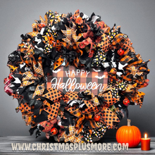 Halloween Wreath "Happy Halloween" Orange & Black Pip Berry Halloween Wreath (Free Shipping)