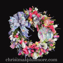 Purple Lavender Pink Tulip Wreath Farmhouse Spring Front Door Wreath Rustic Floral Decor