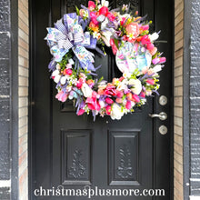Purple Lavender Pink Tulip Wreath Farmhouse Spring Front Door Wreath Rustic Floral Decor
