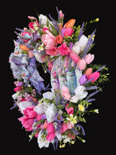 Purple Lavender Pink Tulip Wreath Farmhouse Spring Front Door Wreath Rustic Floral Decor