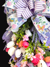 Purple Lavender Pink Tulip Wreath Farmhouse Spring Front Door Wreath Rustic Floral Decor