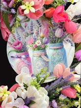 Purple Lavender Pink Tulip Wreath Farmhouse Spring Front Door Wreath Rustic Floral Decor