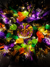 Mardi Gras Wreath Fleur De Lis  Lighted Front Door Wreath