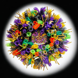 Mardi Gras Wreath Fleur De Lis  Lighted Front Door Wreath