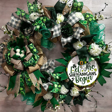 St Patrick's Day Front Door Welcome Wreath 