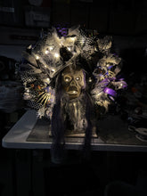 Halloween Skull Wreath, Halloween Wreath Battery Timer Light, Spooky Halloween Wreath (Free Shipping)