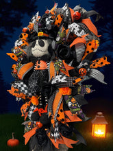 Halloween Jack Swag Wreath  ~ Halloween Front Door Wreath Orange & Black Scary Wreath (Free Shipping)