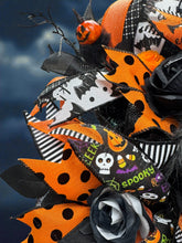 Halloween Jack Swag Wreath  ~ Halloween Front Door Wreath Orange & Black Scary Wreath (Free Shipping)