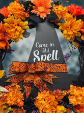 Halloween Witch Wreath,  Halloween Witch's Hat Halloween Wreath, Orange & Black Flowers Halloween Wreath (Free Shipping)