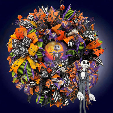 Halloween Jack  Wreath  ~ Halloween Front Door Wreath Jack Skellington Wreath (Free Shipping) (Copy)