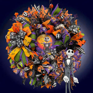 Halloween Jack  Wreath  ~ Halloween Front Door Wreath Jack Skellington Wreath (Free Shipping) (Copy)