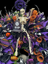 Halloween Skeleton Wreath,  Purple Halloween Wreath Tomb Stone Wreath