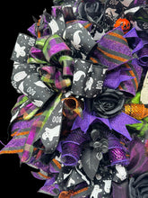 Halloween Skeleton Wreath,  Purple Halloween Wreath Tomb Stone Wreath