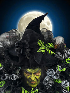 Halloween Witch Wreath - Halloween Best Seller ! Witch's Face Wreath (Free Shipping)