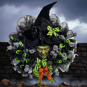 Halloween Witch Wreath - Halloween Best Seller ! Witch's Face Wreath (Free Shipping)