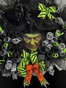 Halloween Witch Wreath - Halloween Best Seller ! Witch's Face Wreath (Free Shipping)