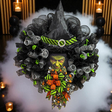 Halloween Witch Wreath #1 Halloween Best Seller ! Witch's Face Wreath (Free Shipping)