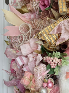 Pink Victorian Santa Christmas Large Swag Wreath ( Free Shipping)