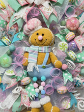 Pink Gingerbread Man Christmas Wreath With Pastel Colors